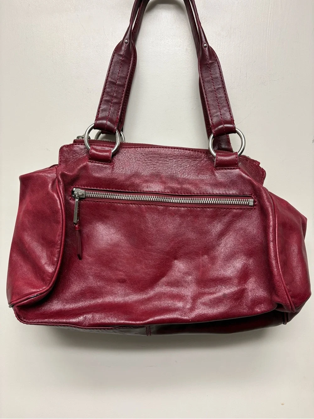 HOBO Red Leather Hobo Shoulder Bag